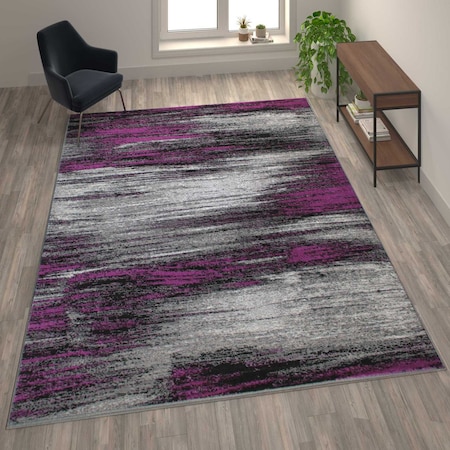 Flash Furniture Purple 8x10 Abstract Area Rug ACD-RGTRZ863-810-PU-GG